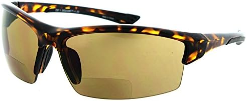 Calabria Sport 202BF משקפי בטיחות ביפוקליים הגנה על UV | משקפי בטיחות כהים חסרי התנפצות חצי-עטופים עם קוראים עם קוראים